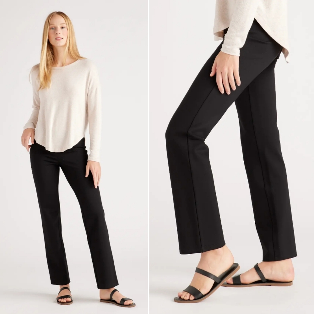 🆕️ Quince Ultra Stretch Petite Ponte Straight Leg Pants in Black